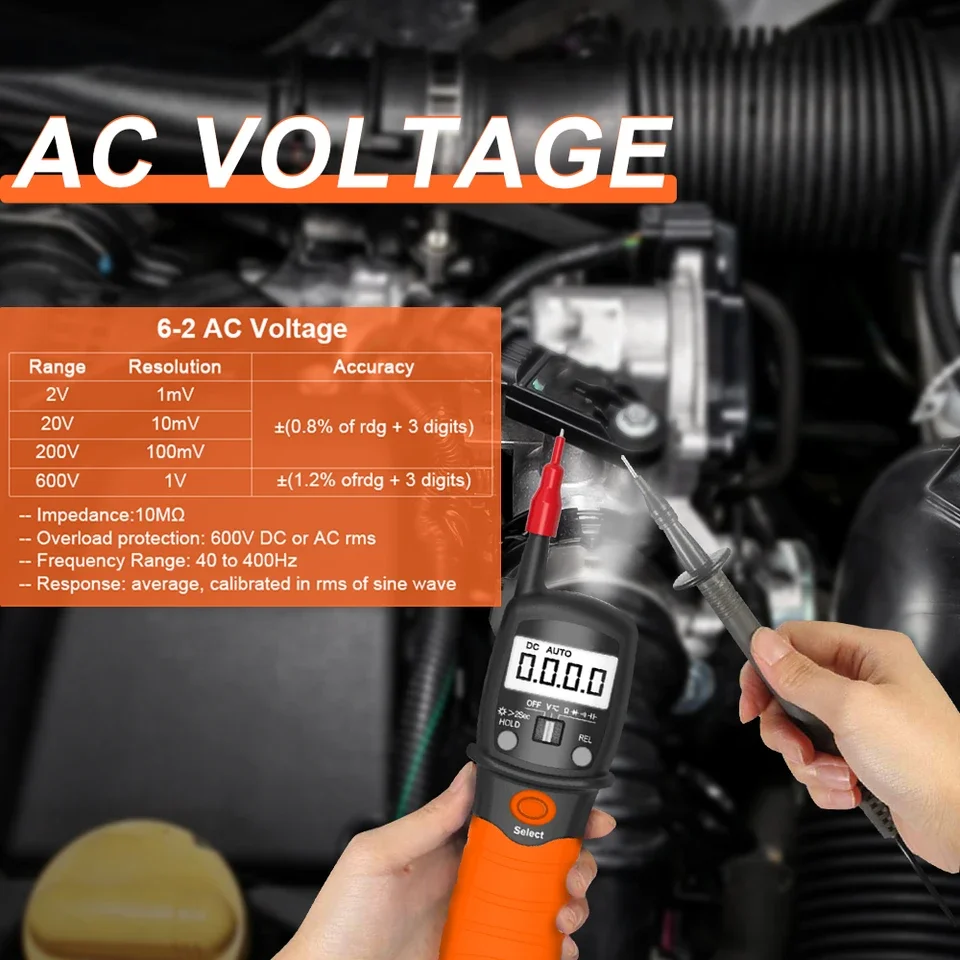 Portable High Accuracy Handheld Pen Multimeter Measures Resistance AC/DC Voltage Diodes BT-38B Buzzer Alarm Function Remind