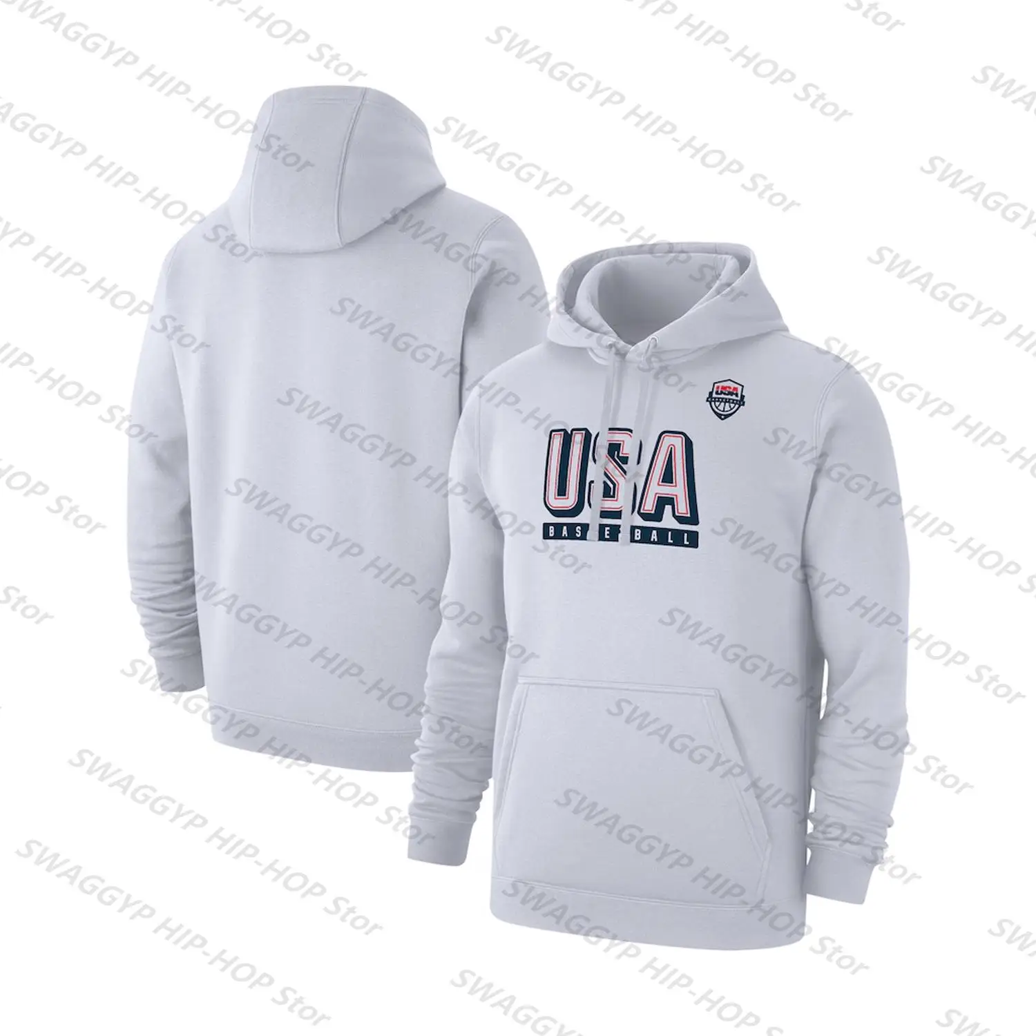 2024 USA Basketball Authentic Practice Club Pullover Hoodie-Gray/White/Black New Arrival Classic Vintage Unisex Tops Kids/Adults