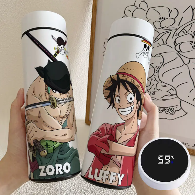 

One Piece cartoon Luffy Zoro smart thermos cup large capacity stainless steel high appearance display temperature water cup gift