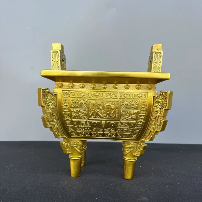 

Бронзовый котел, котел для богатства, медный квадратный котел, процветание, вечное украшение для офиса, открытие магазина, котел, орнамент Ince