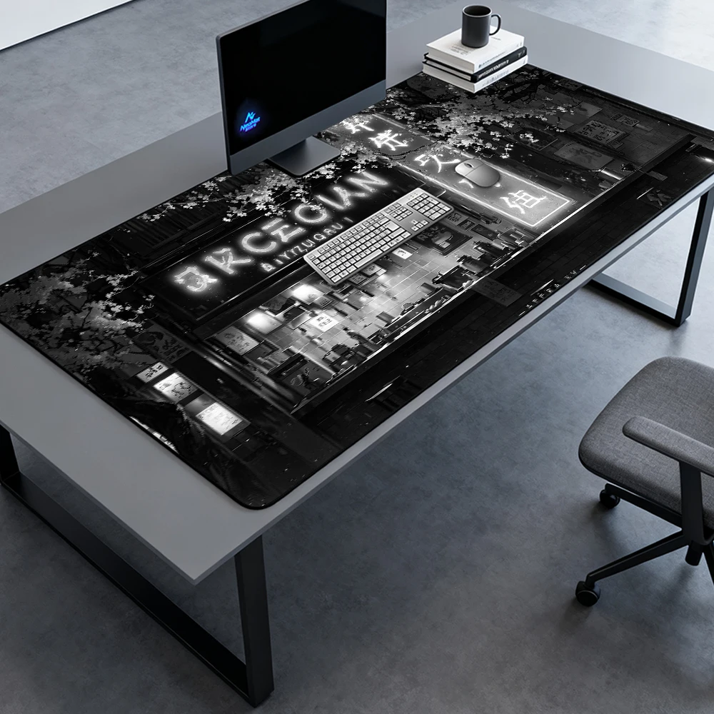Large Computer Mat Japanese Xxxl Mouse Pad 140x60cm Custom Office Mat 120x60 Non-slip Desk Decor Carpet Gaming Black Desk Pad