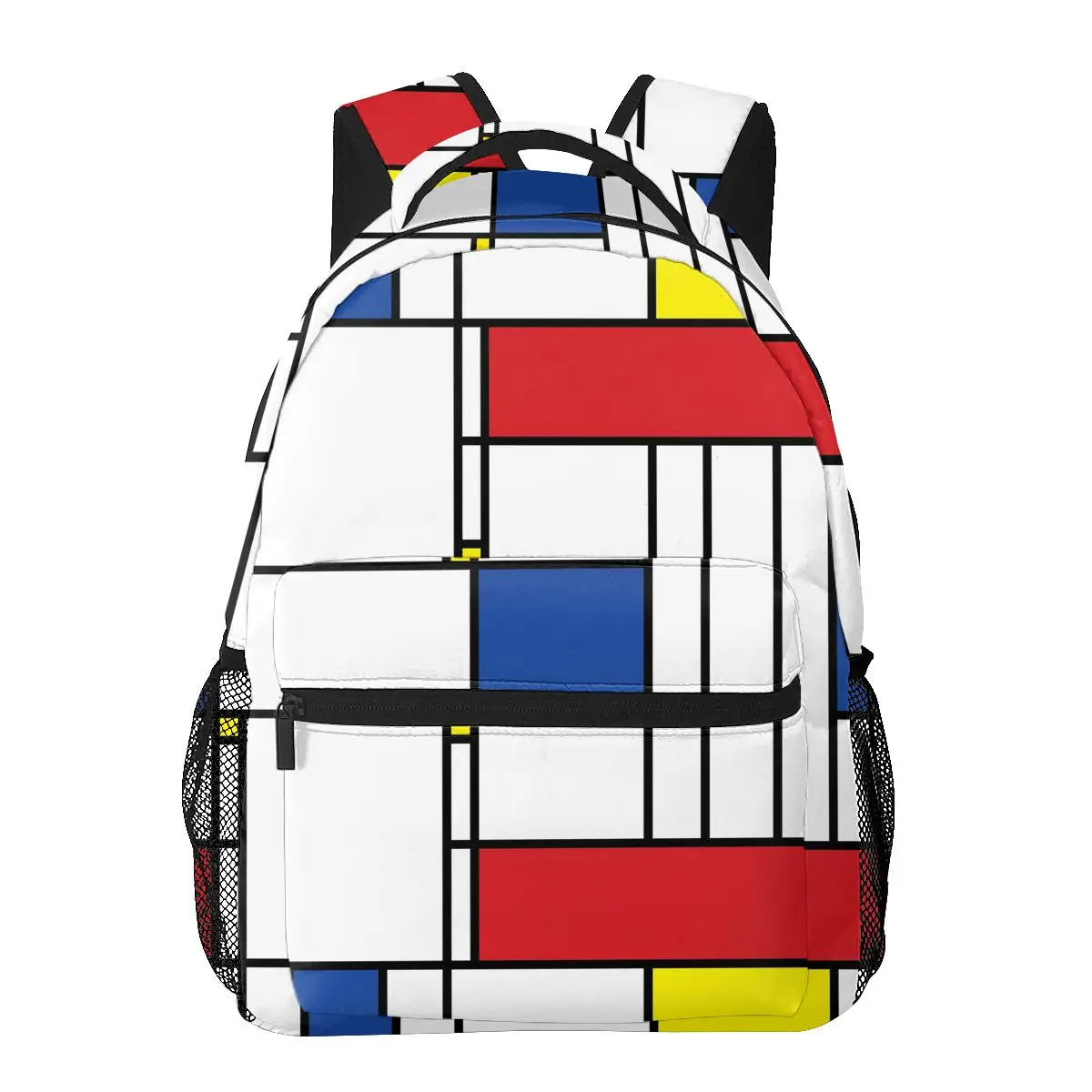 Mondrian Minimalist de Stijl เป้สะพายหลังศิลปะสมัยใหม่กระเป๋าหนังสือเด็กหญิงเด็กชายนักเรียนกระเป๋านักเรียนลายการ์ตูนกระเป๋าเป้ใส่แล็ปท็อปกระเป๋าสะพายไหล่