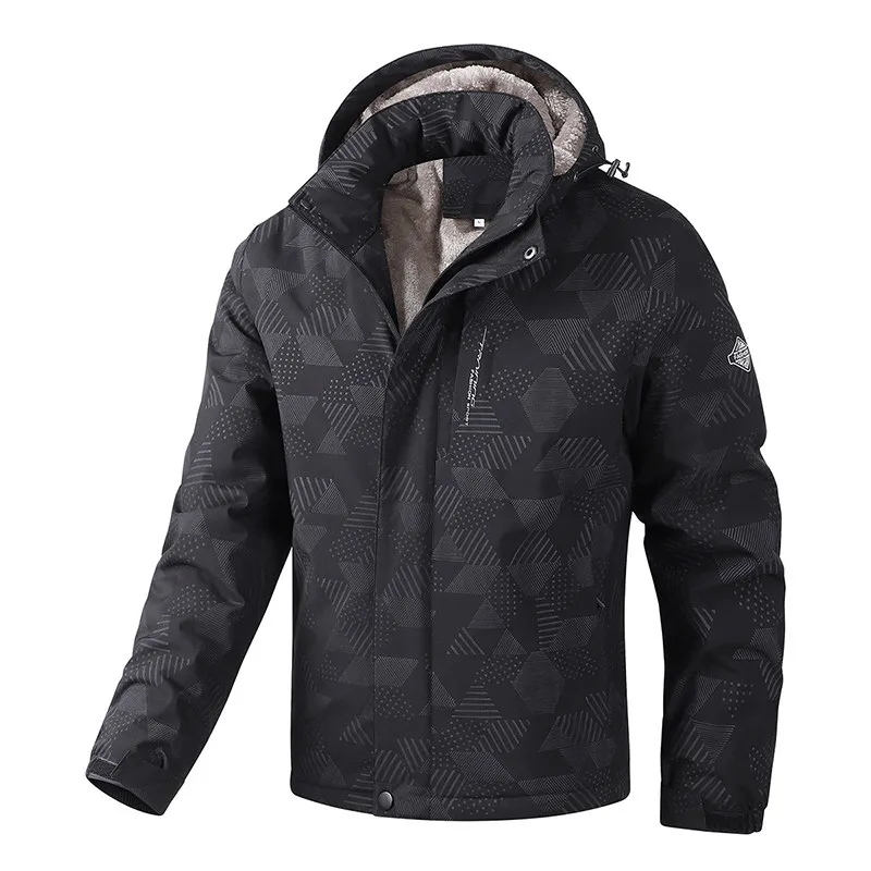 

Men's Winter Hooded Thickened Fleece Lined Outdoor Cotton Jacket Warm And Fashionable Standard Fit Casual Coat for Youth