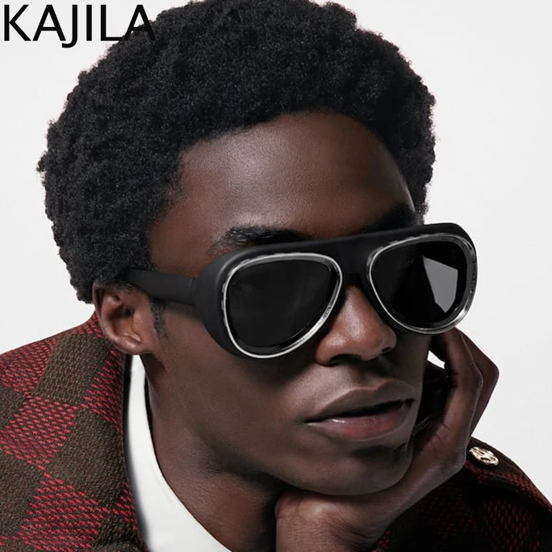 Owalne oprawki Punkowe okulary przeciwsłoneczne Mężczyźni 2024 Luksusowa marka Projektant Vintage Steampunk Okulary przeciwsłoneczne dla mężczyzn Shield Goggle Eyewear UV400