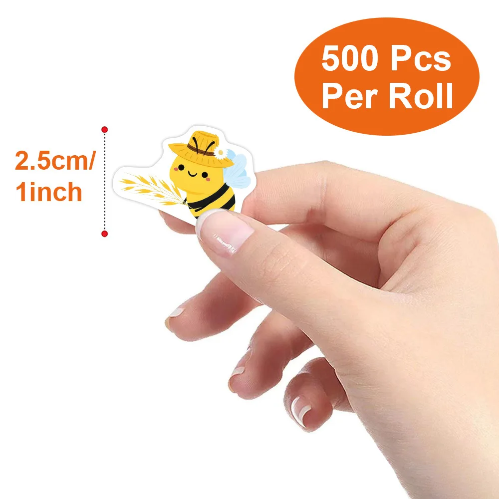500Pcs/Roll Heterotypic Bees Stickers 2.5cm/1.0'' Game Art Labels Learning Rewards, Adorn Gifts for Books Watercup Phone PC Pads image 5