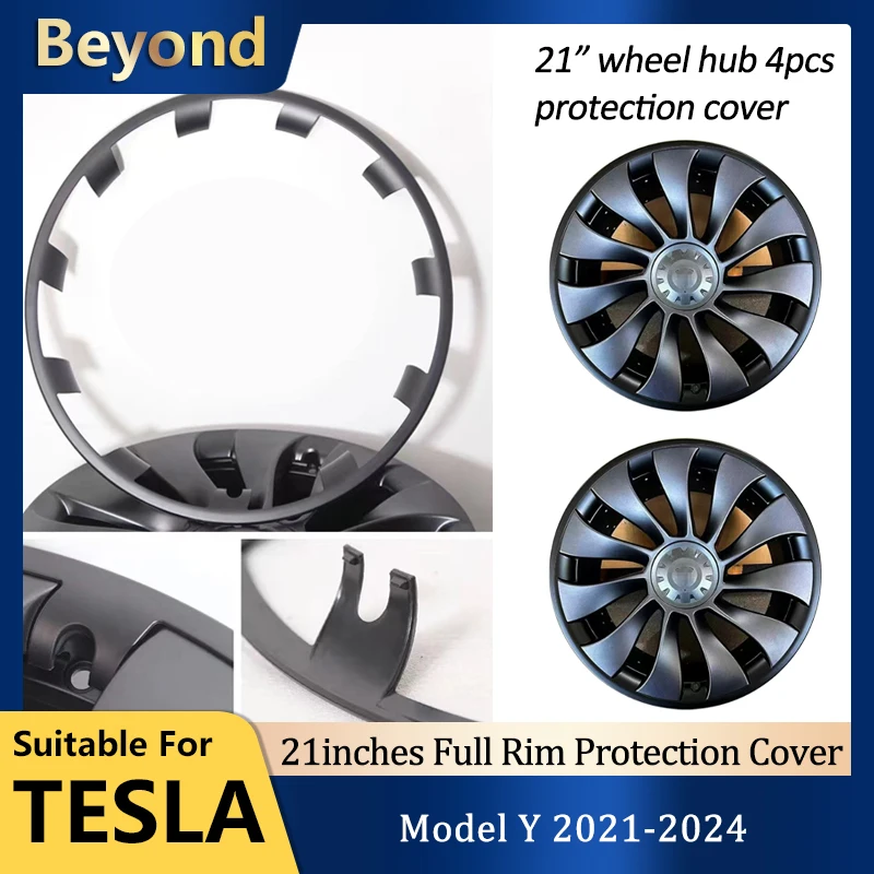 21 Inch Wheel Protective Cover For Tesla Model Y 2023 Hight Performance Wheel Hub Protection Ring Full Rim Cover Accessories