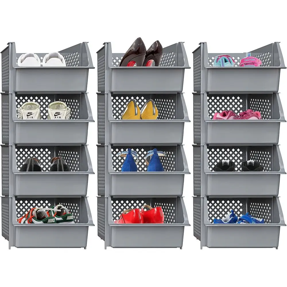 

Складные контейнеры для хранения для кладовой, набор из 12 предметов для организации кухни, продуктов и ванной комнаты (серый)