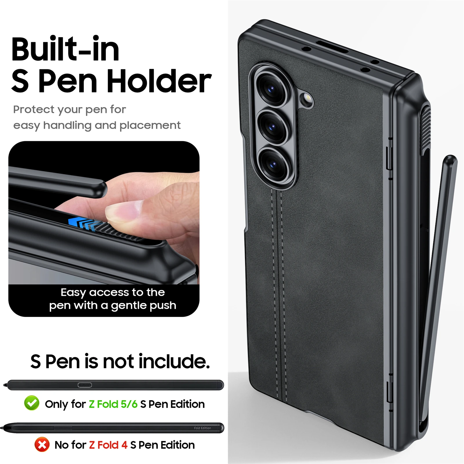 for Galaxy Z Fold 6 Phone Case Invisible S PEN Base Bearing Protection Integrated Protective Film Anti-Fall Protective Cover