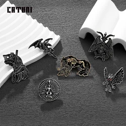 Catuni Goth lupo mannaro Baphomet Pin lucifero falena spilla cappello bavero cordino zaino distintivo accessori gioielli regalo per uomo pagano