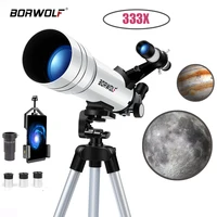 BORWOLF 70400 Telescopio astronómico profesional de alta definición 333X para ver la luna y las estrellas Monocular para observación de aves