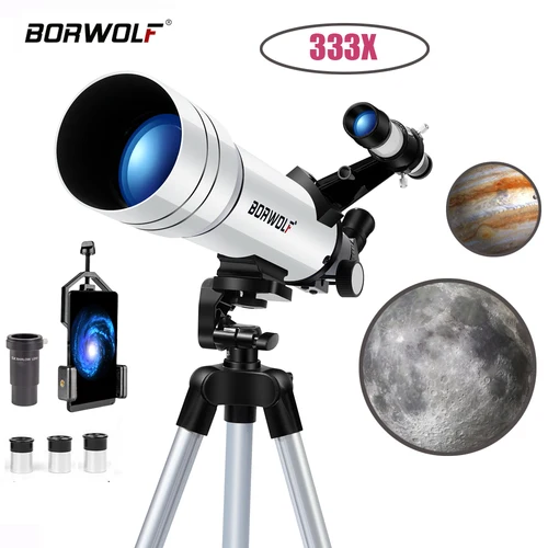 Imagen 1 del producto BORWOLF 70400 Telescopio astronómico profesional de alta definición 333X para ver la luna y las estrellas Monocular para observación de aves