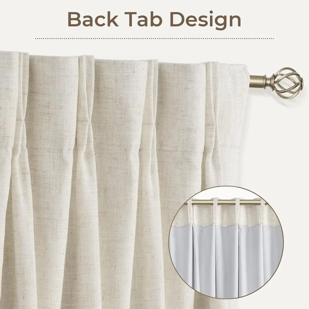 Lin Blend 95 rideaux occultants avec 20 crochets, 40 larges, idéaux pour la maison, naturel (paquet de 2)