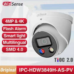 Dahua-câmera ip inteligente 4mp 4k, som e alarme, proteção de segurança, cores, visão noturna, ipc-hdw3849h-as-pw3449h-as-p4