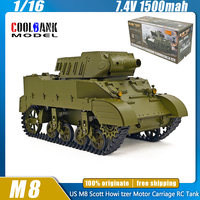 Coolbank M8 1/16 RC Tank World War II US M8 Tank Scott Howi tzer Motor Carriage with Smoke Turret Rotation 360° Tempo Boy Gifts