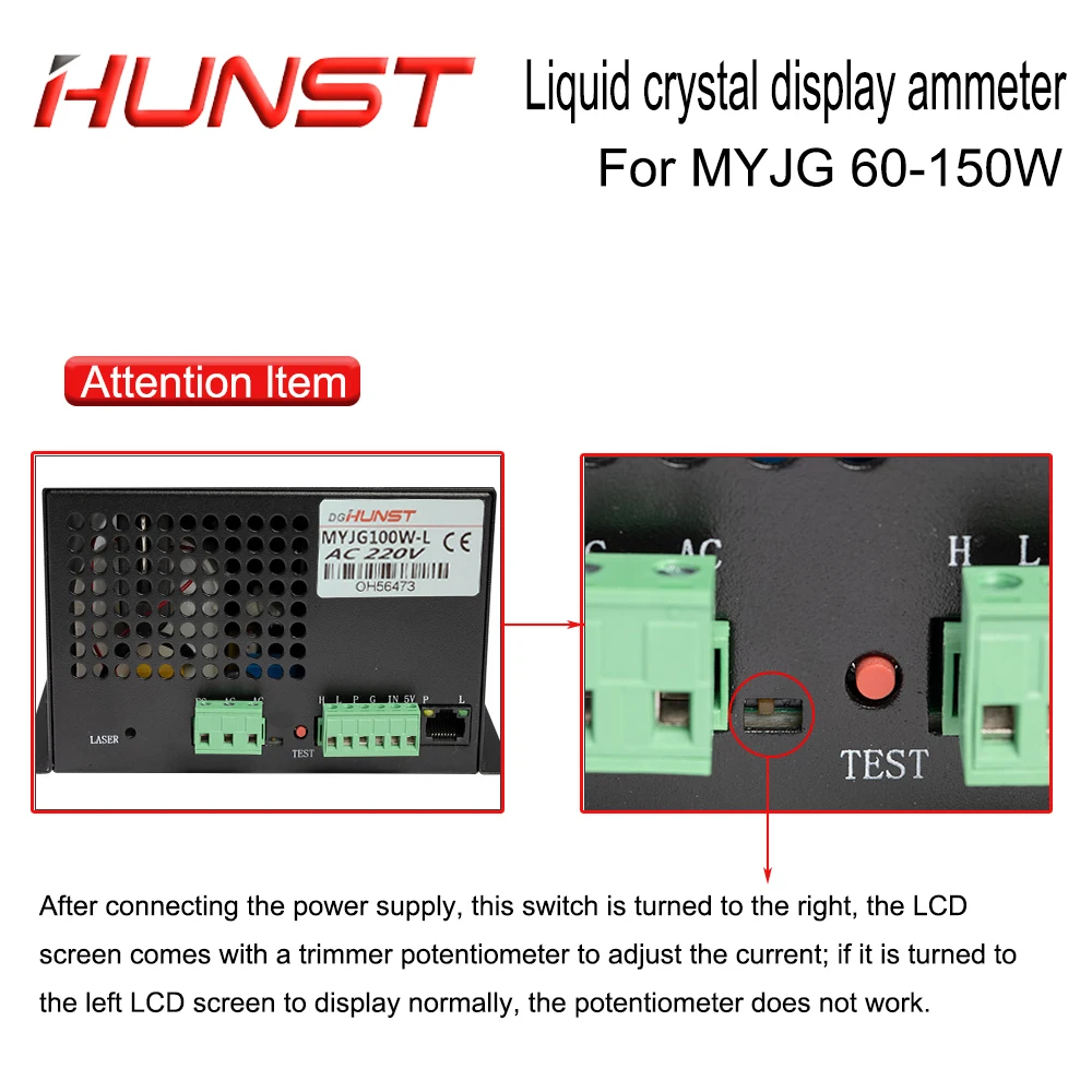 HUNST LCD Display Current Meter For Test CO2 Laser Power Supply External Screen DIY MYJG Series Monitor Equipment Parts