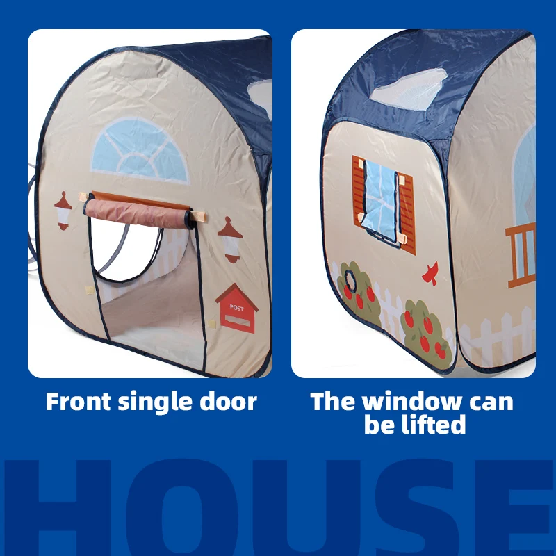 【ترفيه خارجي】خيمة لعب ممتعة مع نفق زحف، خيمة قلعة كبيرة منبثقة، مسرح لعبة محمول، خيمة رائعة للحفلات الخارجية وألعاب الشاطئ، هدايا عطلة ممتازة للأولاد والبنات بدون كرات #4