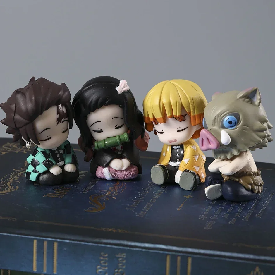 Sleeping Kamado Tanjirou Nezuko Zenitsu Agatsuma Hashibira Inosuke Anime Cartoon Figures Figurine Model Toys Set