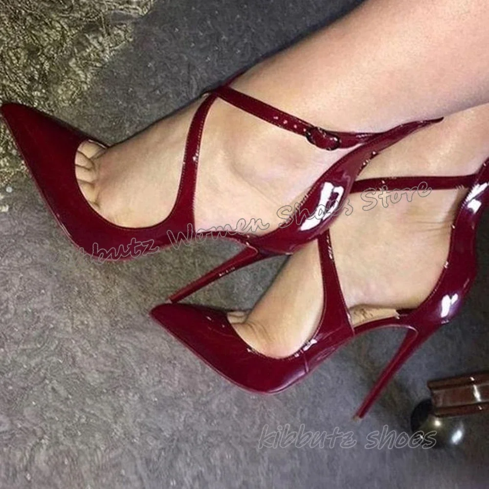 

Buckle Strap Sandal Pumps Leather Solid Color Pointed Toe Thin Heels Women Shoes Fashion Elegant Concise Luxury Party Dress New