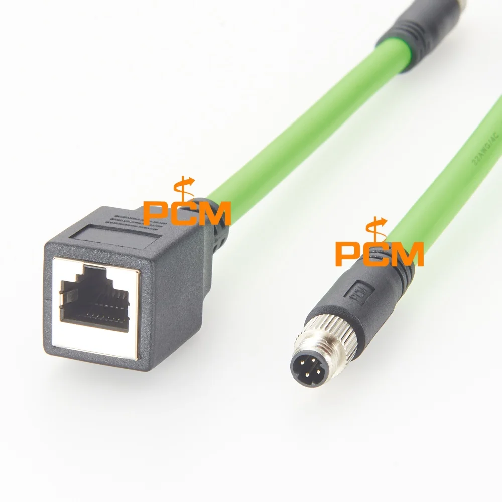 M8 Male to RJ45 Female Adapter Cable Industrial Ethernet Profinet Network Converter Cable for PLC Automation System