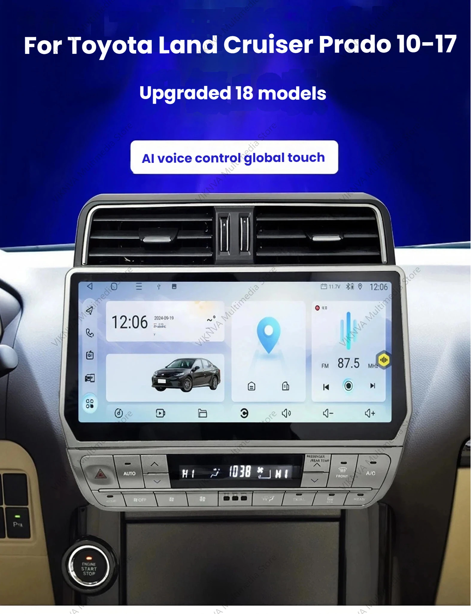 Android 13 Auto Touch Screen Car Radio DVD Player For Toyota Land Cruiser Prado 150 2010-217