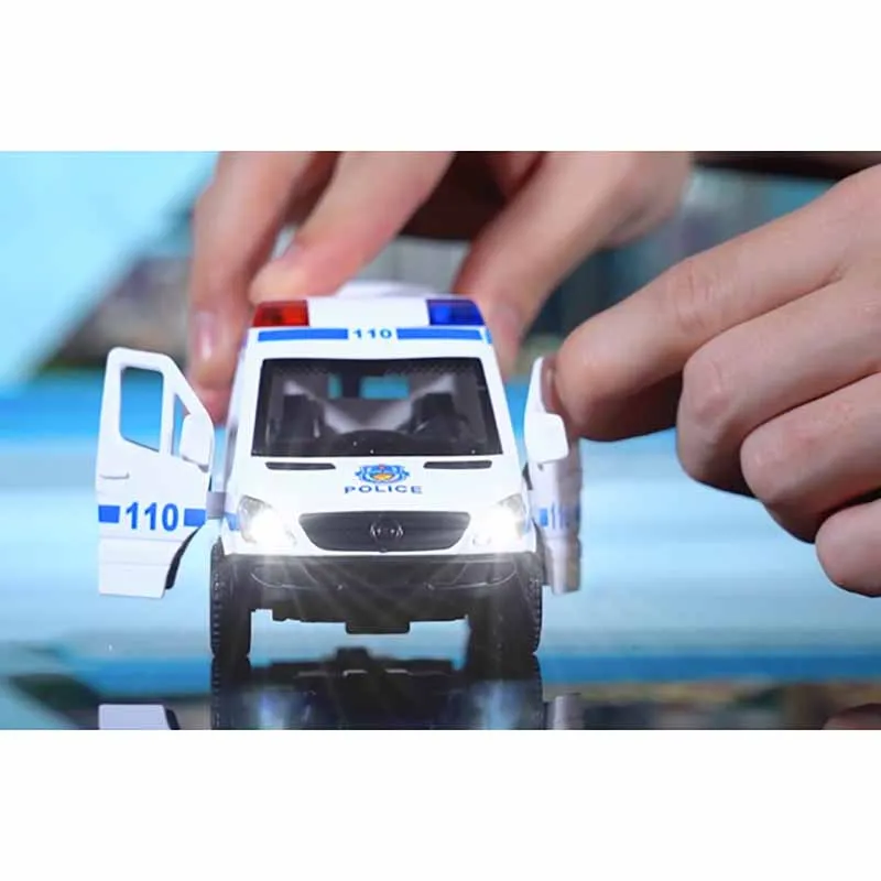 Children with Sound Lights Open Door Police Car Inertia Car Toy Boys 110 Police Car 120 Ambulance Simulation Car Model Toy Gifts