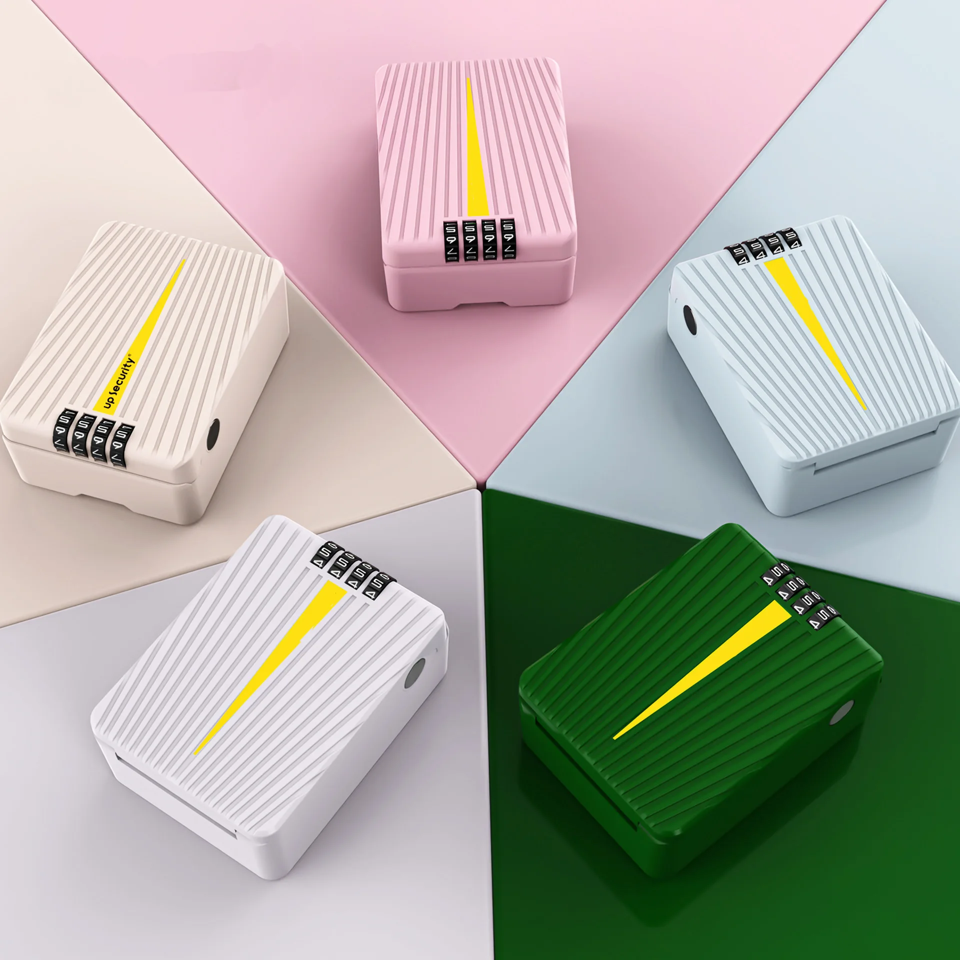 Creative Color Wall Mounted Key Safe Box 4-digit Code Lock Password Plastic Money Safe Storage Box For Home Office Student Desk