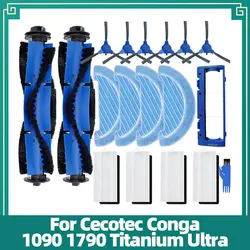 Compatible for Cecotec Conga 1090 1790 Titanium Ultra Robot Vacuum Spare Parts Accessories Main Side Brush Hepa Filter Mop Rag