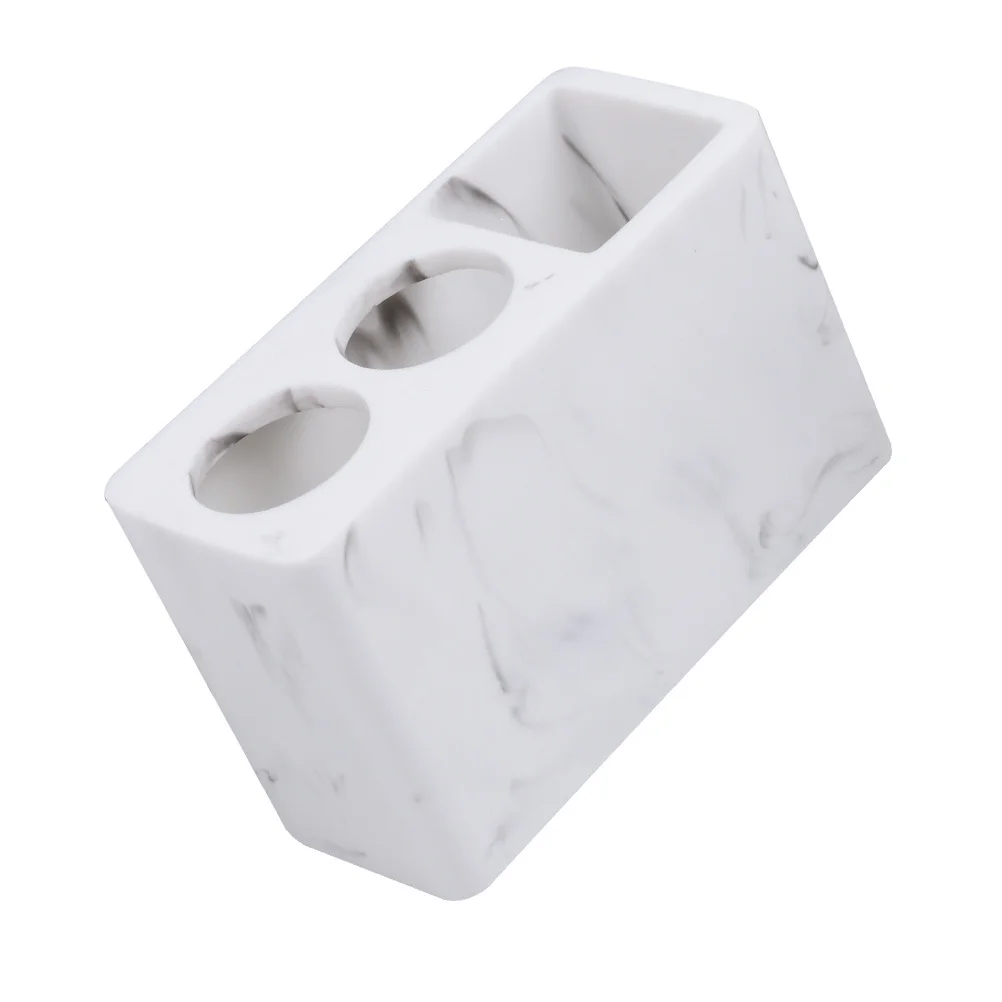 

Resin Toothbrush Holder Marble Texture With Drainage Hole Bathroom Organizer Stand For Toothpaste Electric Brush Home