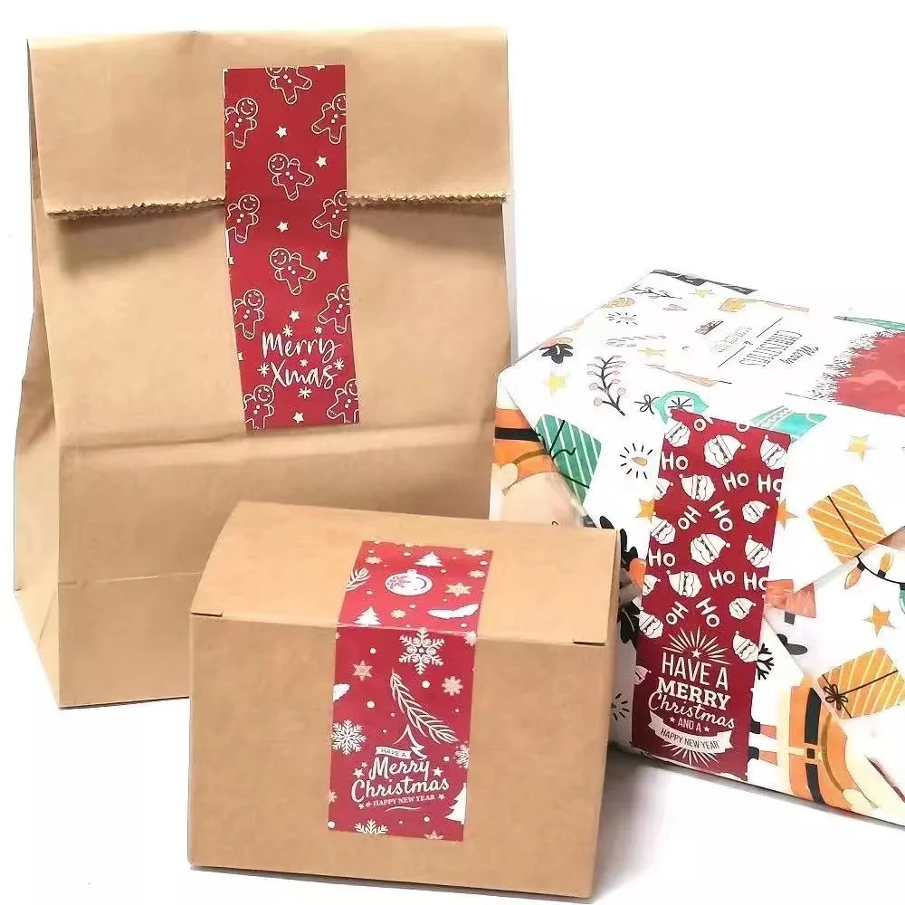 30-90 Buah Lucu Selamat Natal Stiker Hewan Pohon Salju Dekoratif Penyegelan Stiker Pembungkus Kotak Hadiah Label Natal Tag