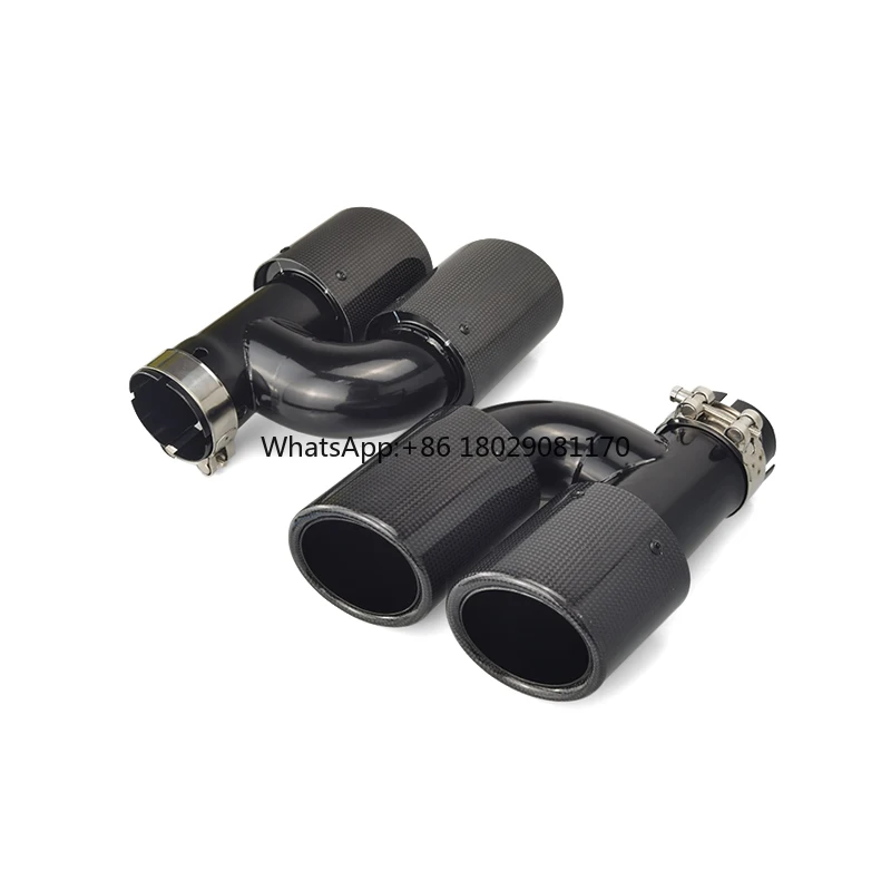 Factory export high quality Crabon fiber Exhaust Dual pipes h type fit for Audi A4LA5A6L modify S4S5S6 black tail tips