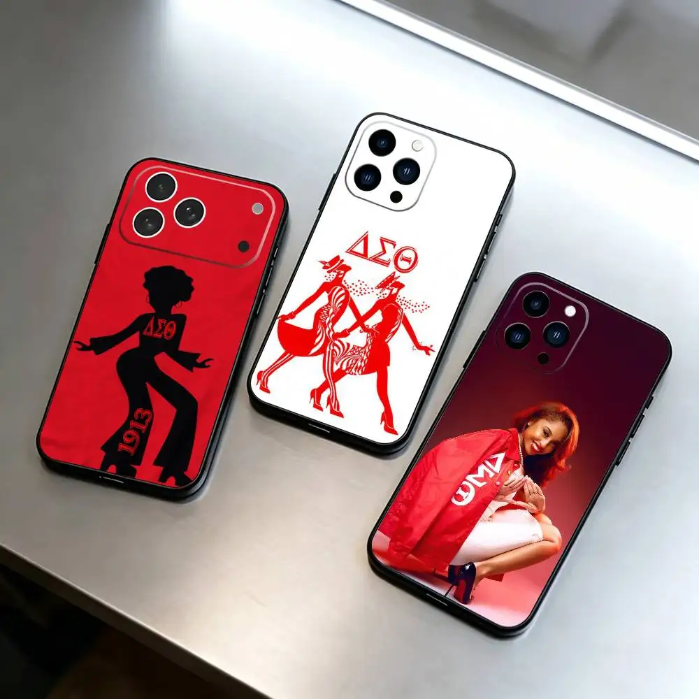 

Delta Sigma T-Theta Phone Case For iPhone 17,16,15,14,13,12,11 Plus,Pro Max,XS,Soft Silicone Black Cover