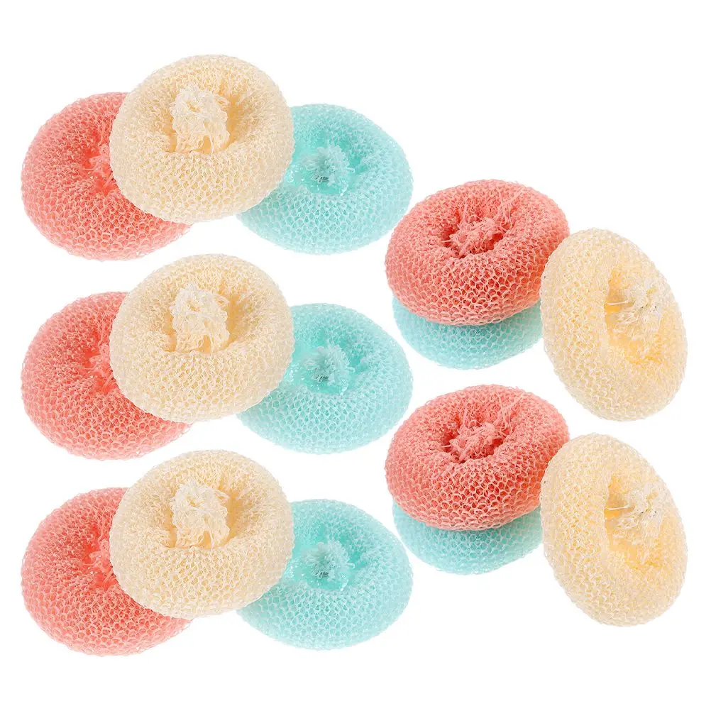 

15 Pcs Bamboo Fiber Cleaning Ball Dish Scrub Brush Pot Scrubber Kitchen Dishes Nonscratch Colorful Mesh Longlasting Versatile