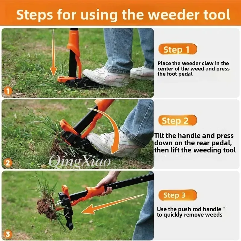 Stand Up Weed Puller Manual Root Remover Long Handle Garden Tool for Lawn Backyard Patio Yard Maintenance