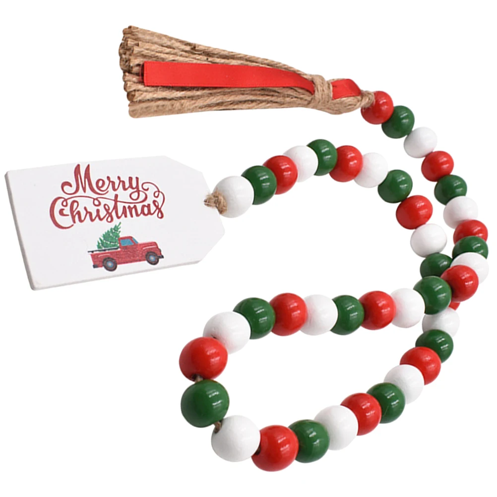 

Christmas Decor Beaded Beaded String With Tassels Garland Wood Pendant String Hanging Ornaments Wooden Beads Garland Xmas Decor