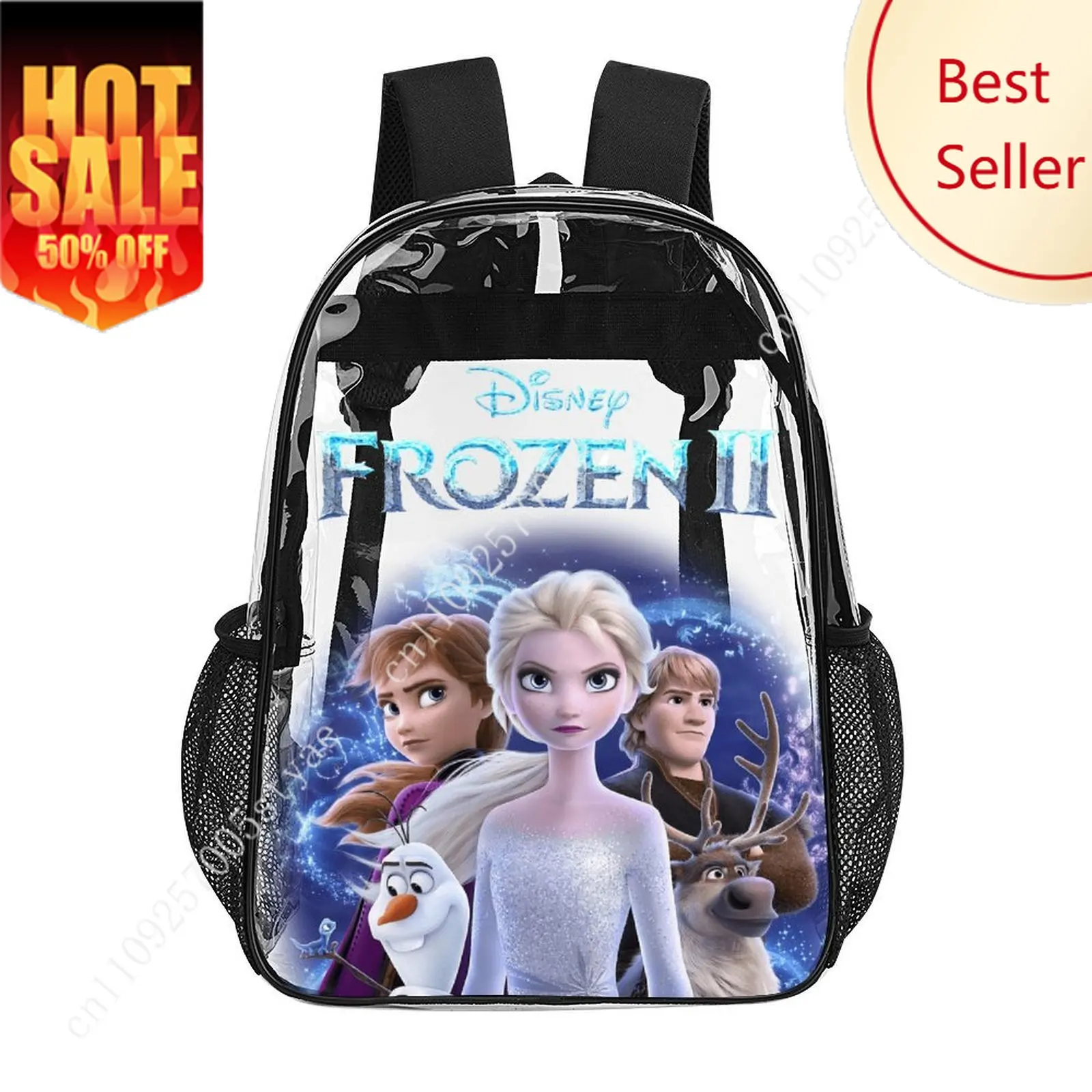 

Elsa Anna Transparent Backpack Disney Cartoon Decorative Frozen Bag Design Your Photos Logos Text Customized Party Holiday Gifts