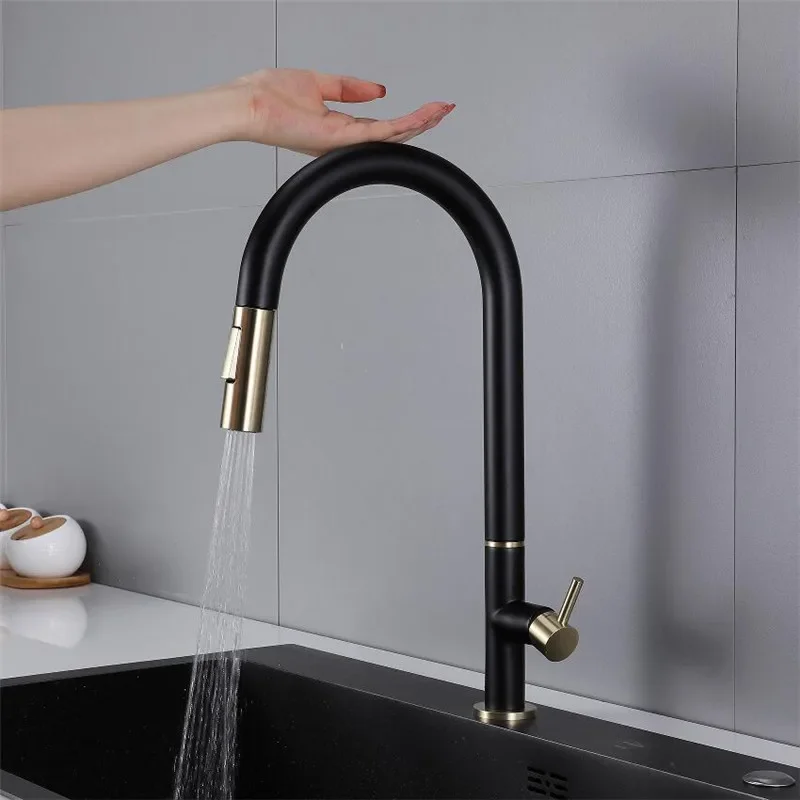 

Pull Out Kitchen Faucet Sensor Sensitive Touch Control Mixer Black Sensor Tap