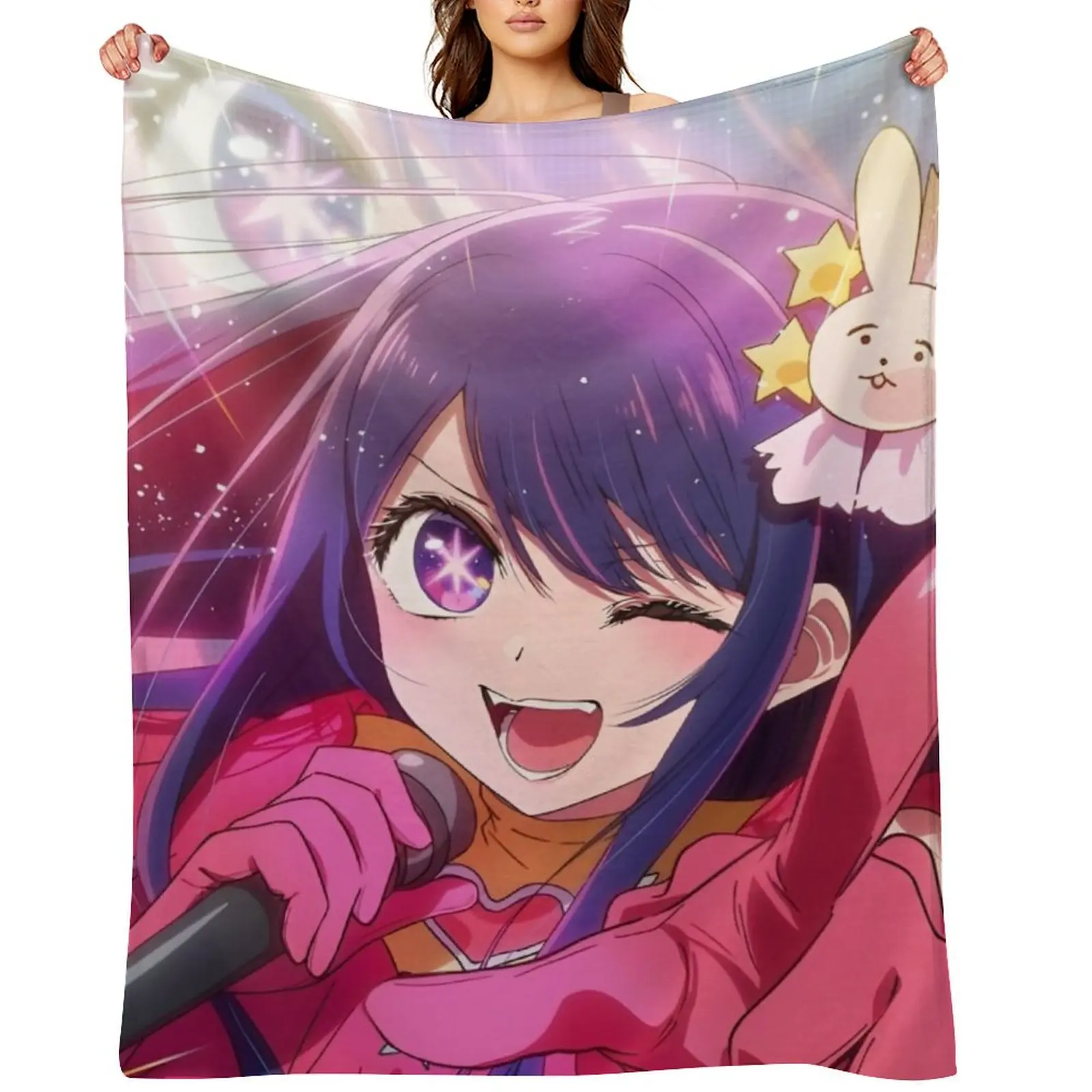 

Oshi no Ko - Hoshino Ai Singing Throw Blanket christmas gifts Sofa Throw christmas decoration halloween Blankets