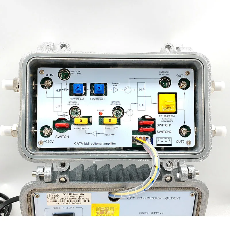 Amplificador profissional ftth catv bidirecional 30db, amplificador rf de alto ganho, 60v/220v ip67, à prova d'água, preço de fábrica, atacado