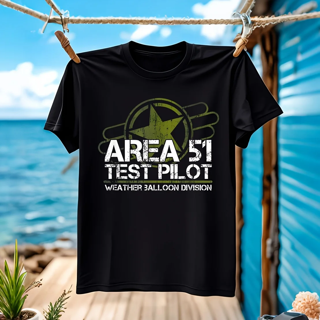 

NEW LIMITED Area 51 UFO Test Pilot Alien Men's T-shirt 100% Cotton Casual Breathable Confortable casual daily wear available in