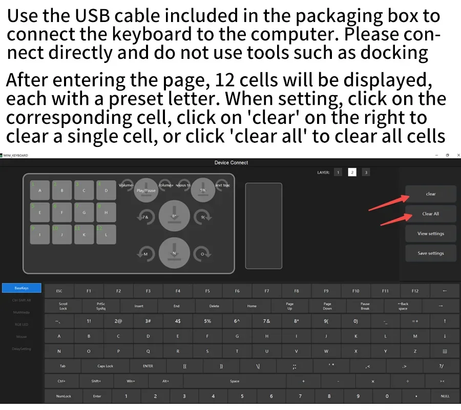 3 Modi, 12 Tasten, mechanische Tastatur, 4 Knöpfe, individuelle Programmierung, Makro-Gaming-Tastatur, RGB, Bluetooth, 2,4 G, USB, kabelgebundene Tastatur für PS – Detail 7