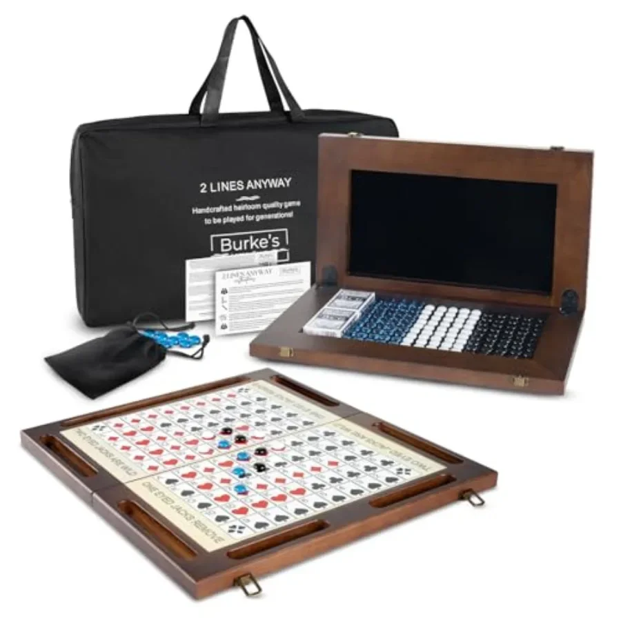 

Two Lines Anyway Board Game Strategy Game for,Adults Family, Ages 7+, 2-12 Players Walnut Wood, Natural Brown, Handcrafted Heir