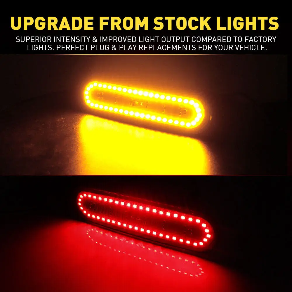 Car Front & Rear Sidemarker Lamps Amber/Red for 2002-2005 Honda Civic Si EP3 3 Door Turn SignalLights/Driving Lights