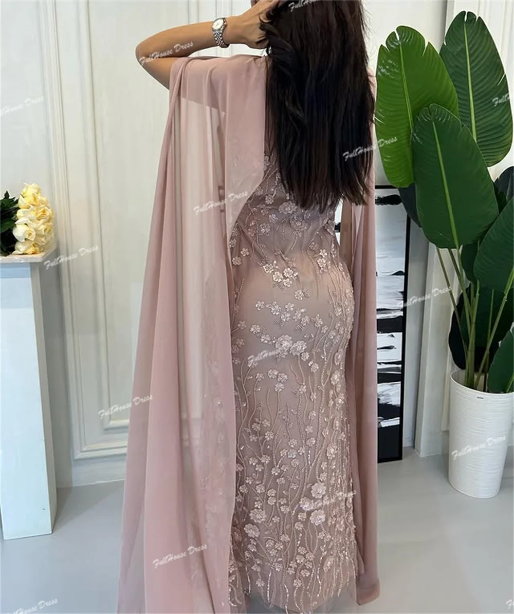 ชุดราตรีทรงปลอกแขนยาวประดับเลื่อมลูกไม้คุณภาพสูงสั่งตัดพิเศษสไตล์ซาอุดิอาระเบียพร้อมผ้าคลุม شارون سعيد