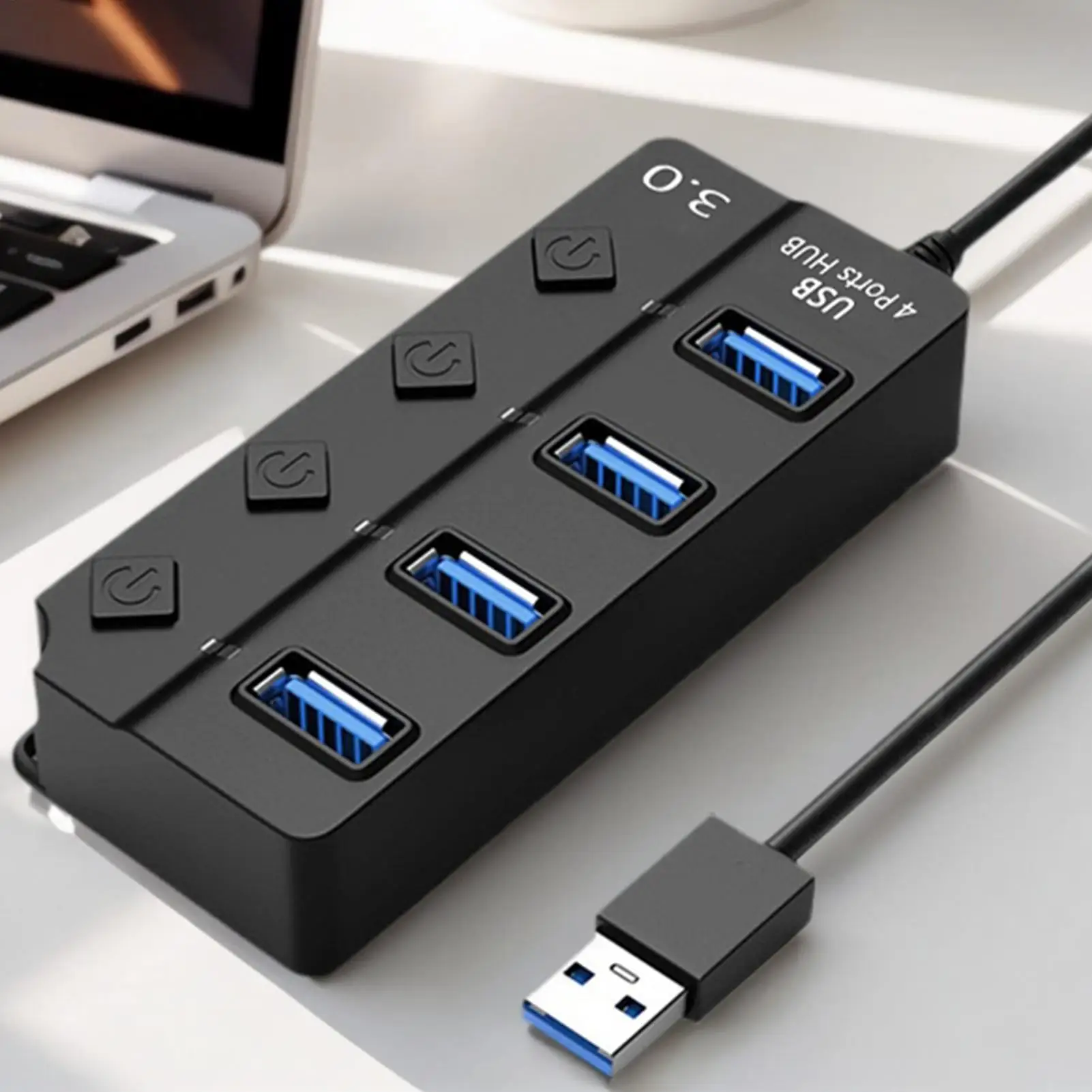 

USB-концентратор для ноутбука, 4-портовый инструмент для передачи данных, флэш-накопитель, USB-сплиттер для занятых профессионалов, студентов, техники