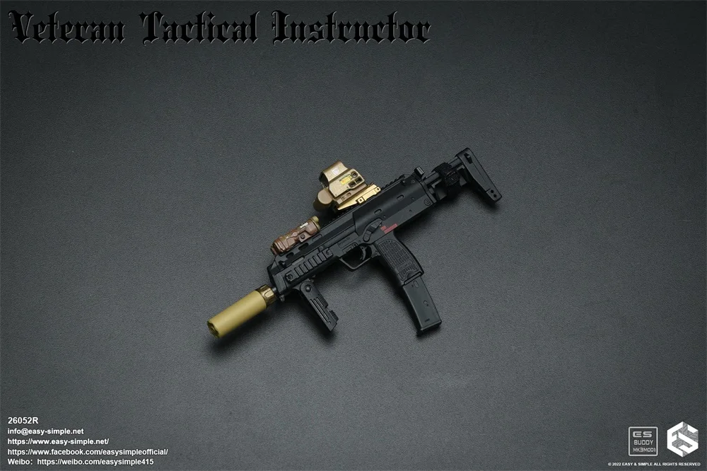 EASY&SIMPLE ES 26052R 1/6 Veteran Tactical Instructor GBRS Weapon PVC Material MP7A1 Clips Can't be Fired Model Fit 12