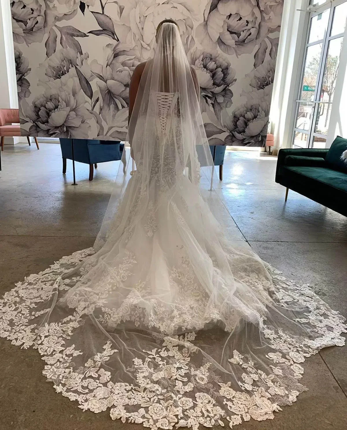 

Wedding Veil Appliques One Layer Long Cathedral Length Bridal Veils Applique Edge Wedding Accessories Custom Made