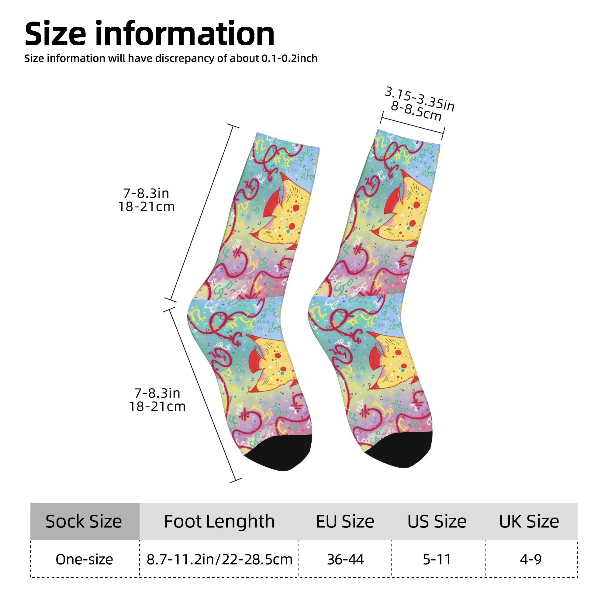 1pc Little Tropical Fish Printed Men's Socks  Novelty Hip Hop Harajuku Pattern Crew Sock Casual Gift
