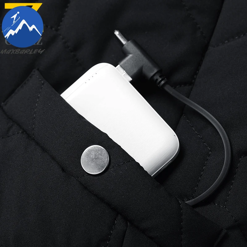 35 منطقة التدفئة سترة رجالي USB الحرارية سترة برقبة على شكل v الذكية التدفئة سترة في الهواء الطلق الشتاء الباردة واقية سميكة أكمام معطف المشي لمسافات طويلة