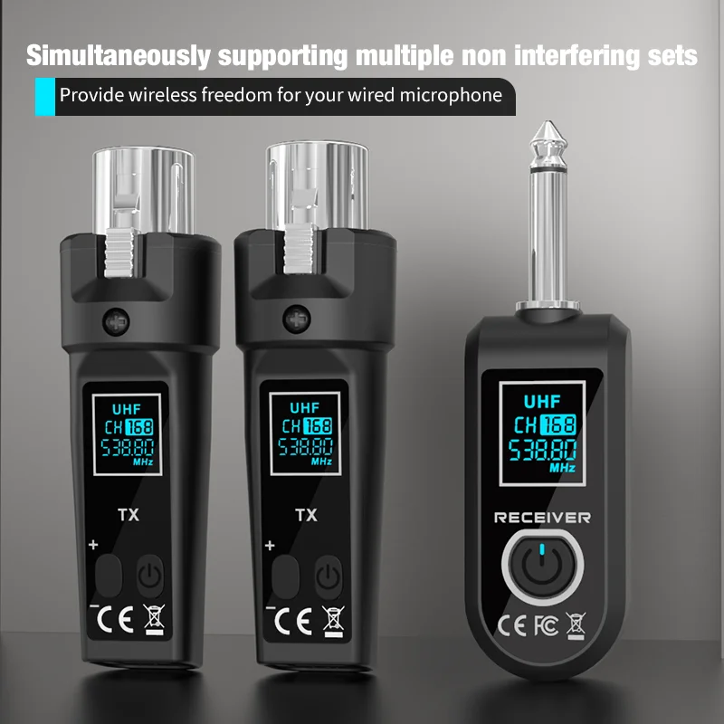Microphone UHF Wireless Converter Dynamic Condenser Universal Recharge XLR Transmitter and Receiver for Mic Audio Mixer Guitar