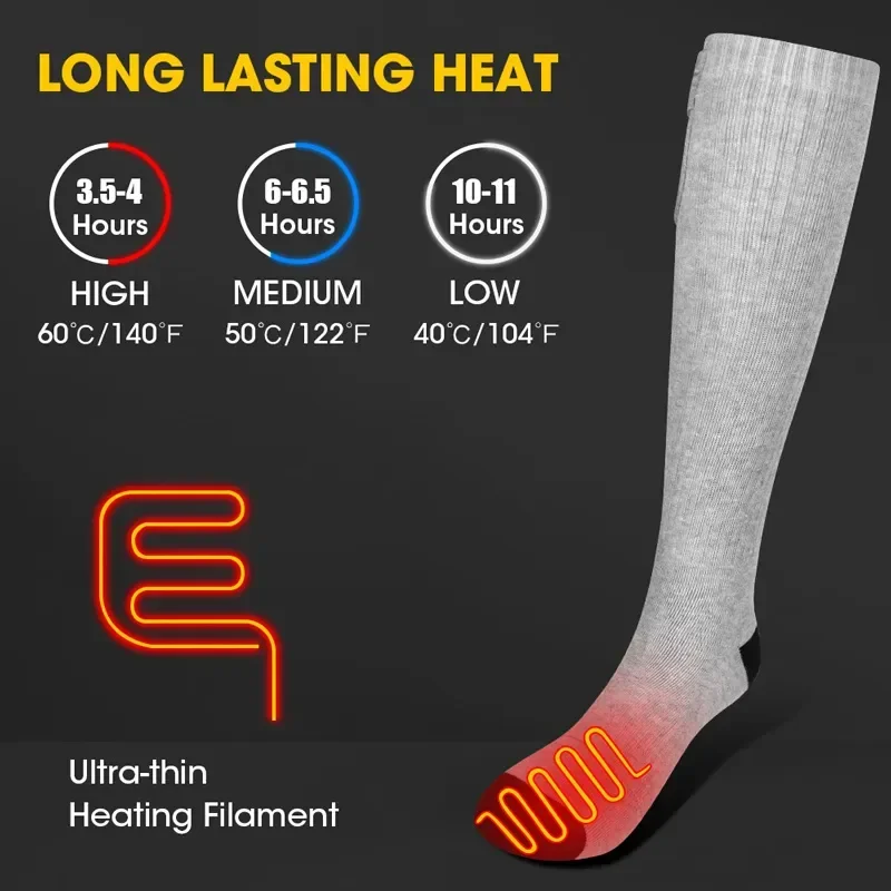 Heated Socks Motorcycle Electric Heating Socks Rechargeable Battery Winter Thermal Thick Stockings Men Women Ski Heat Feet Socks